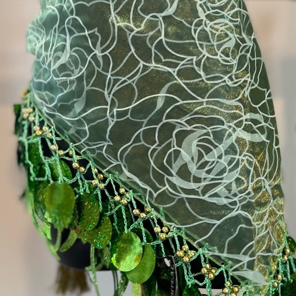 Wrap Skirt, Dance Performance, Bellydance with Accents Flowers and Shells - Picture 5 of 12